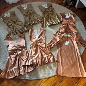 Reseller bundle valued at $1,900. 7 Metallic Dresses from S’Edge. All NWT.